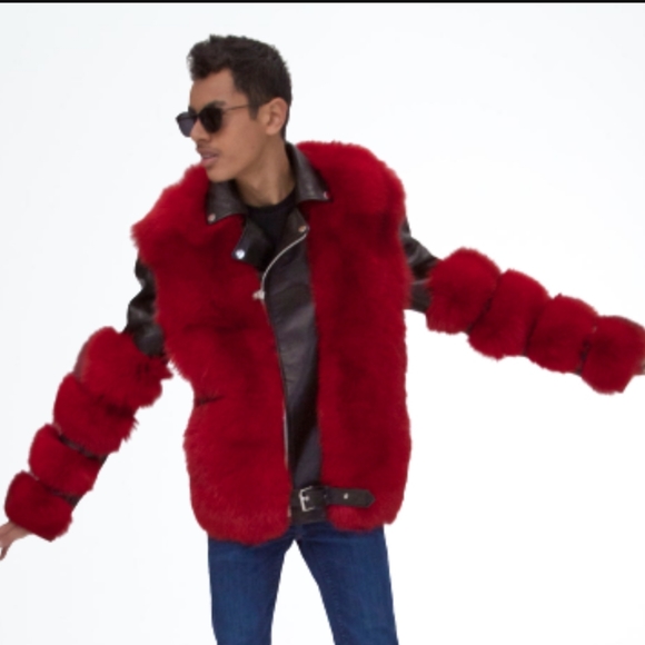 Fox Fur and Lamb Leather Moto Jacket - Picture 2 of 5